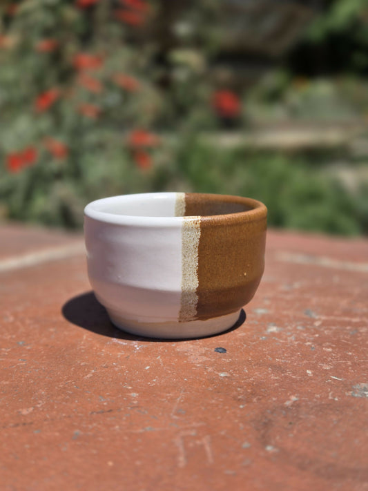 White and Brown Small tea cup