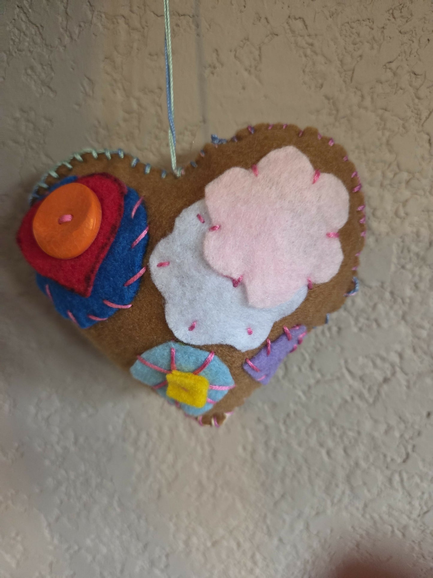 Corazon para bolsa azul y cafe