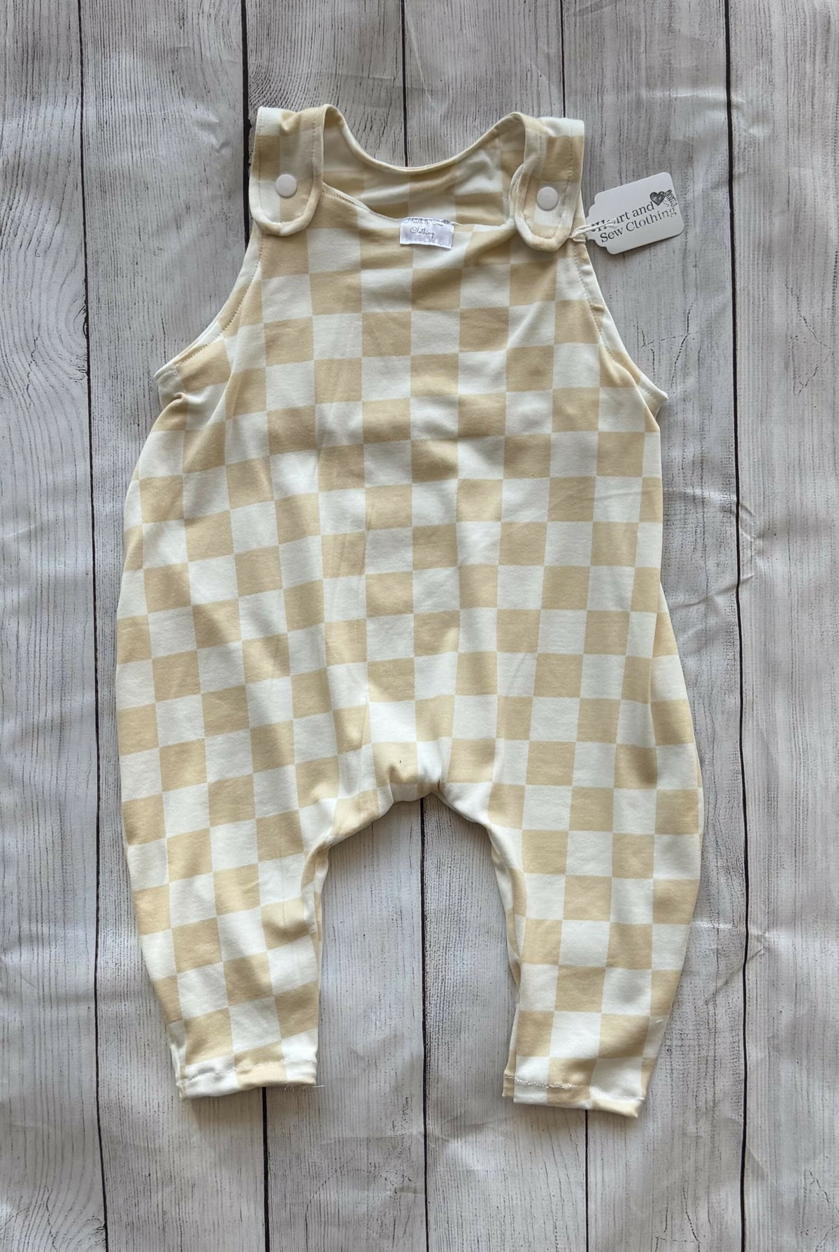 Cream checker romper 6 months
