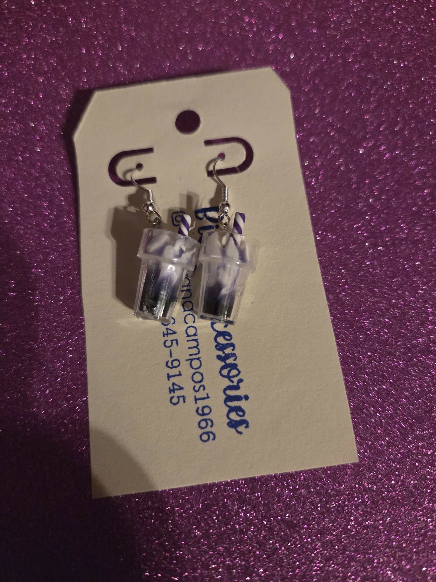 Aretes nieve amarillo y morado