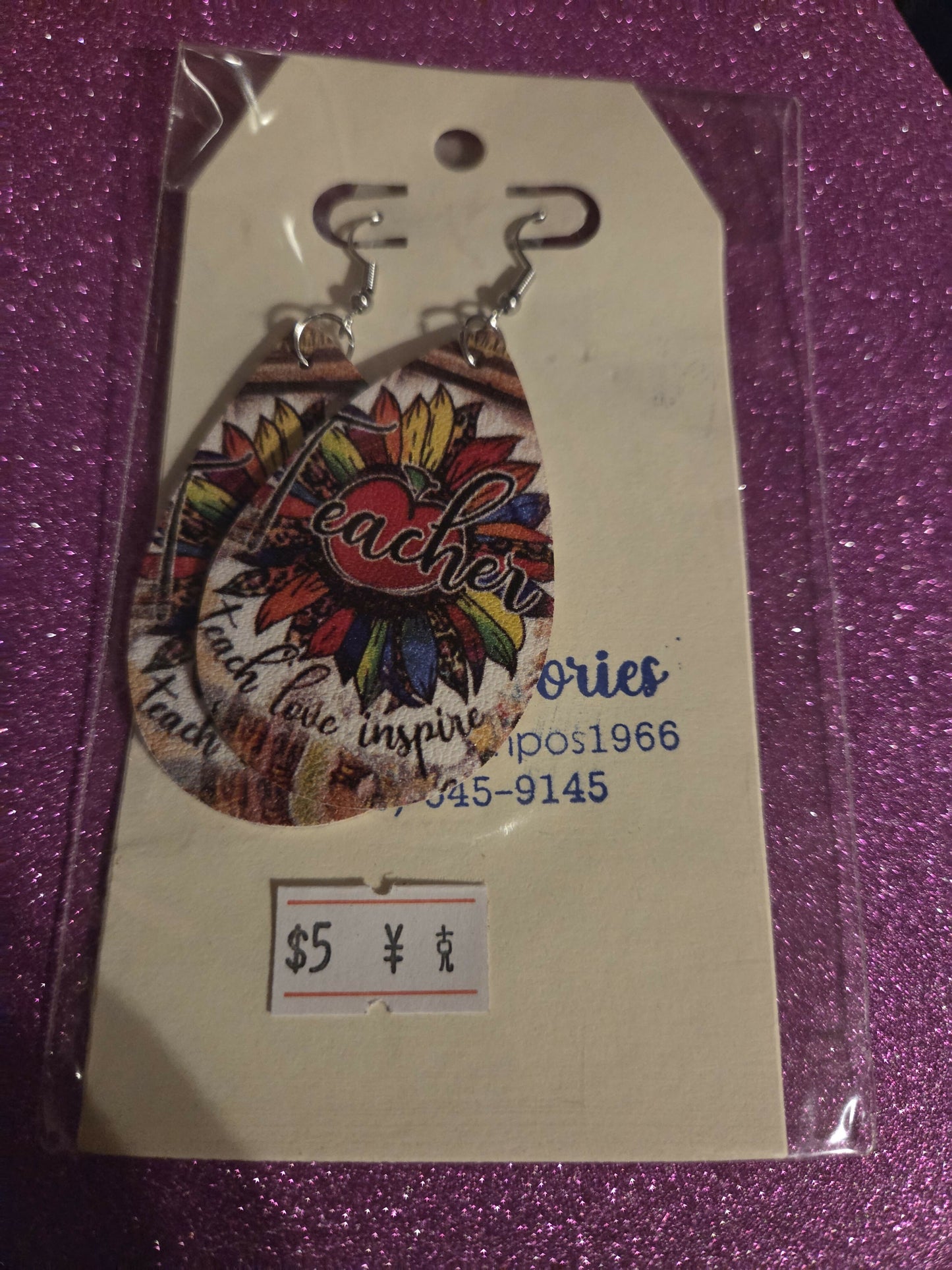 Aretes teacher flower vinyl
