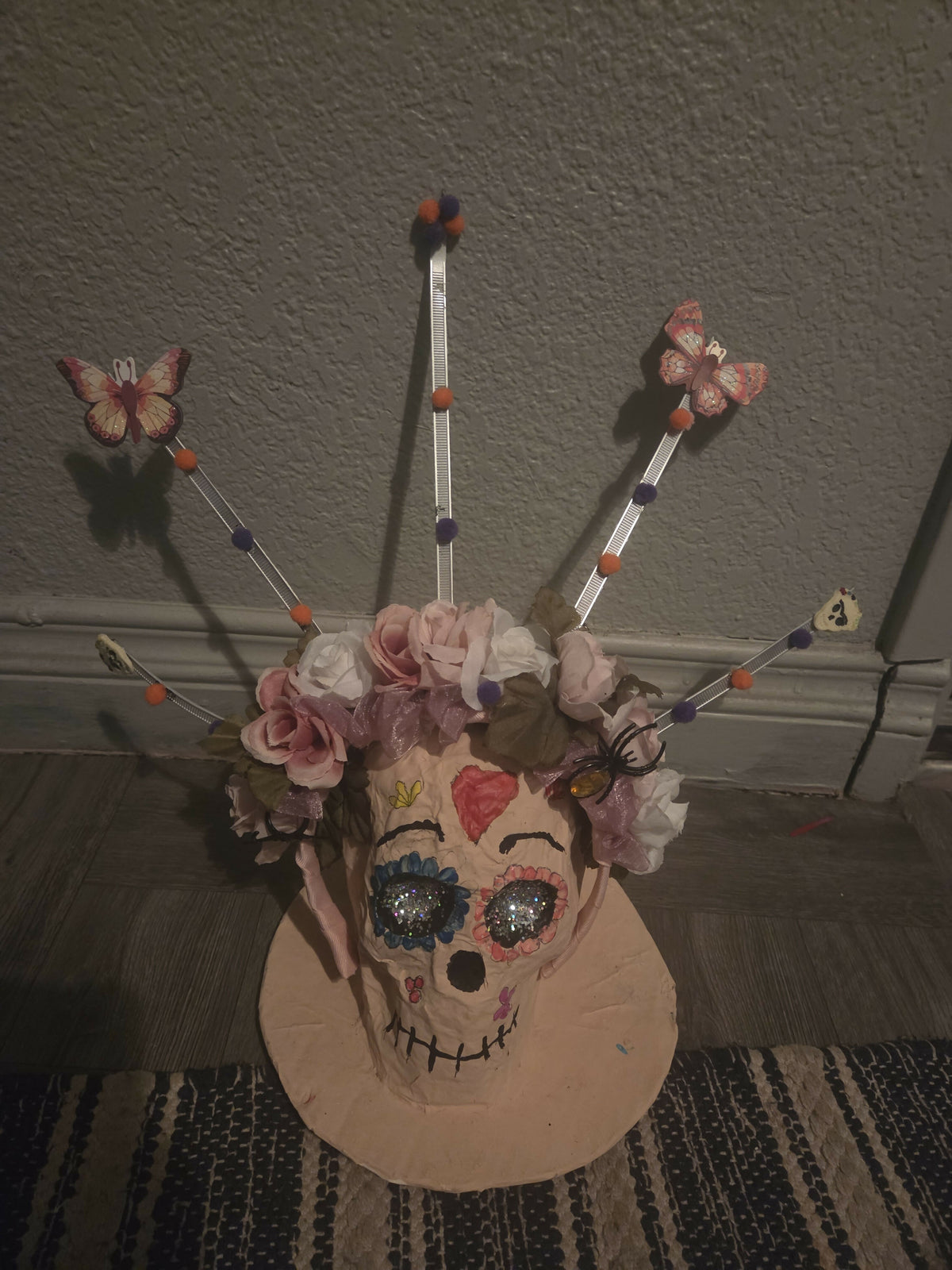 Corona catrina mariposa