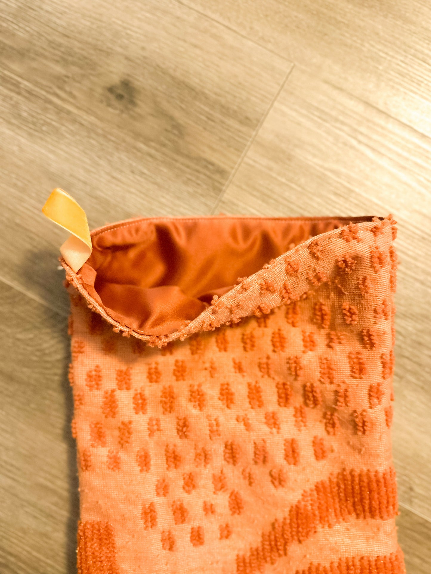Orange Chenille Christmas Stocking