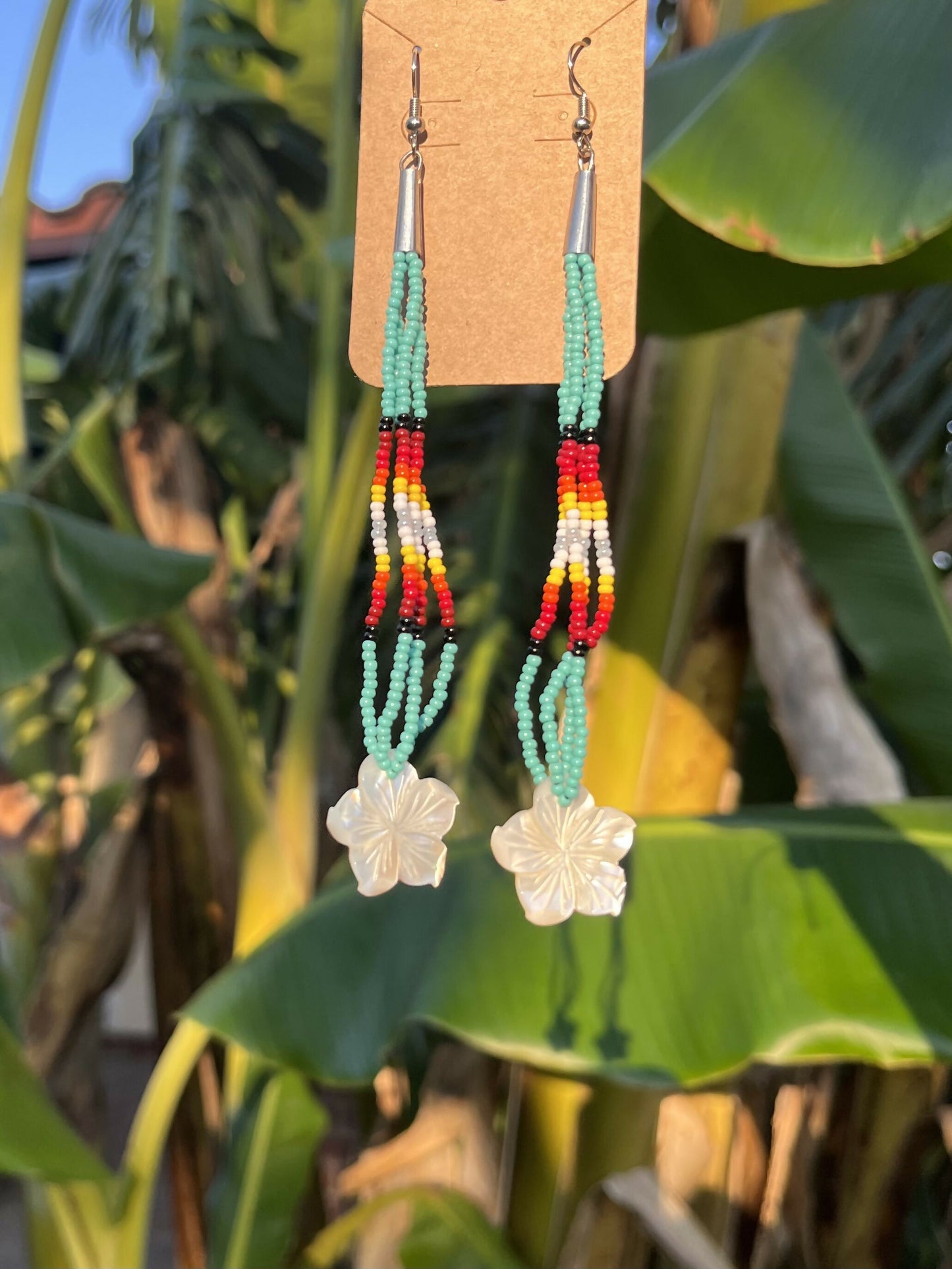 Loop Sunset Color Earrings W Flower