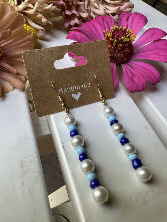 Blue and White Stem Earrings
