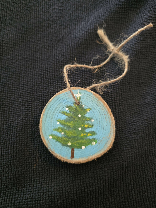 Christmas tree wood slice ornament