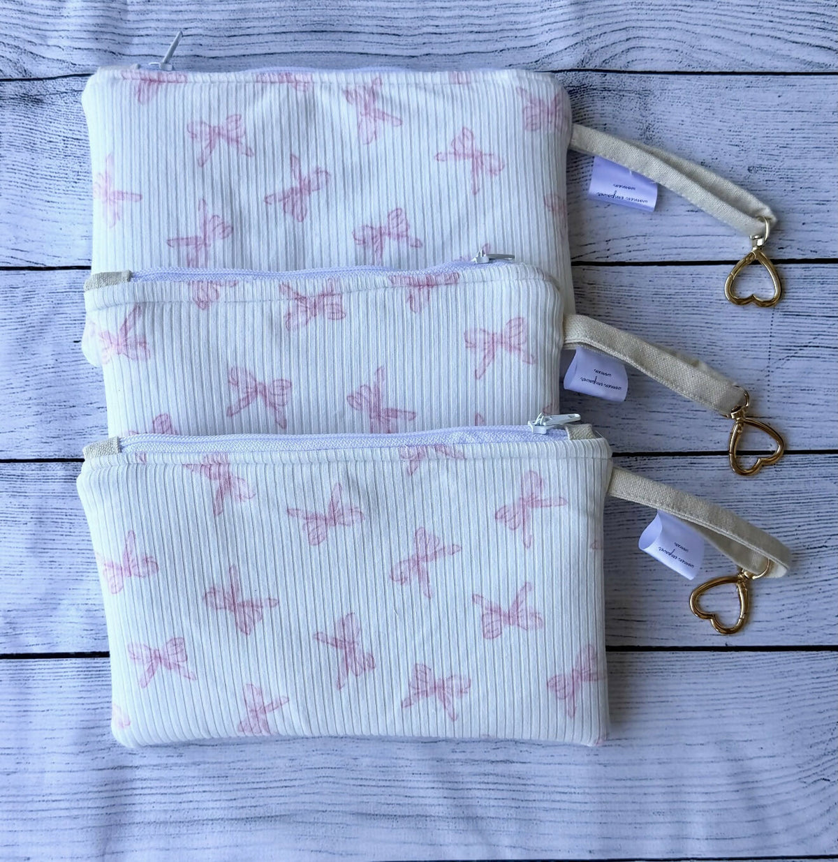 White and Pink Bow Wristlet (soft)
