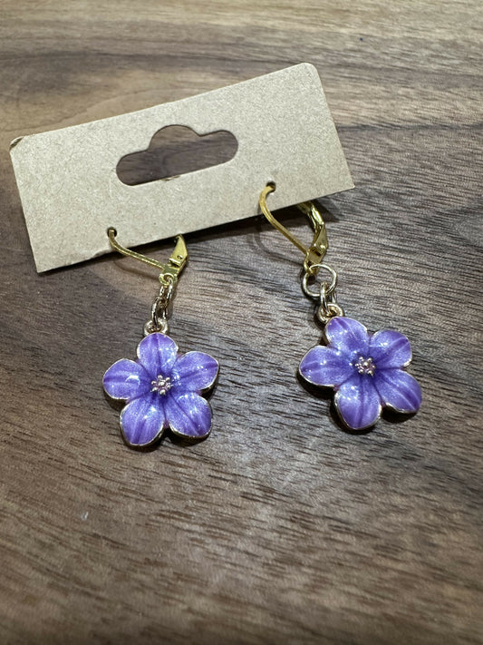 Purple Flower Earrings