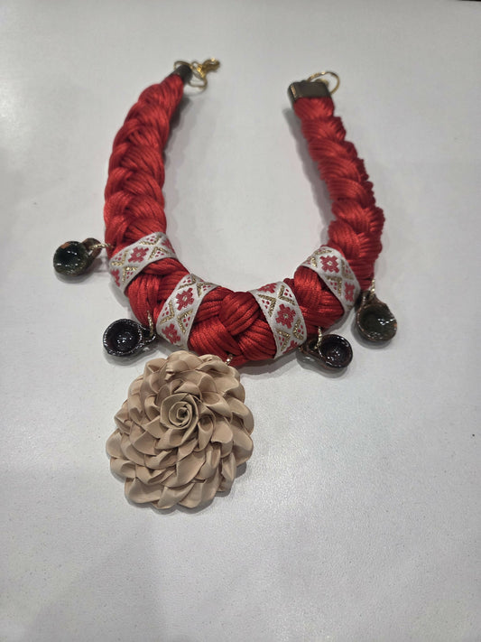 Purse chain red cazuela barro flor palma
