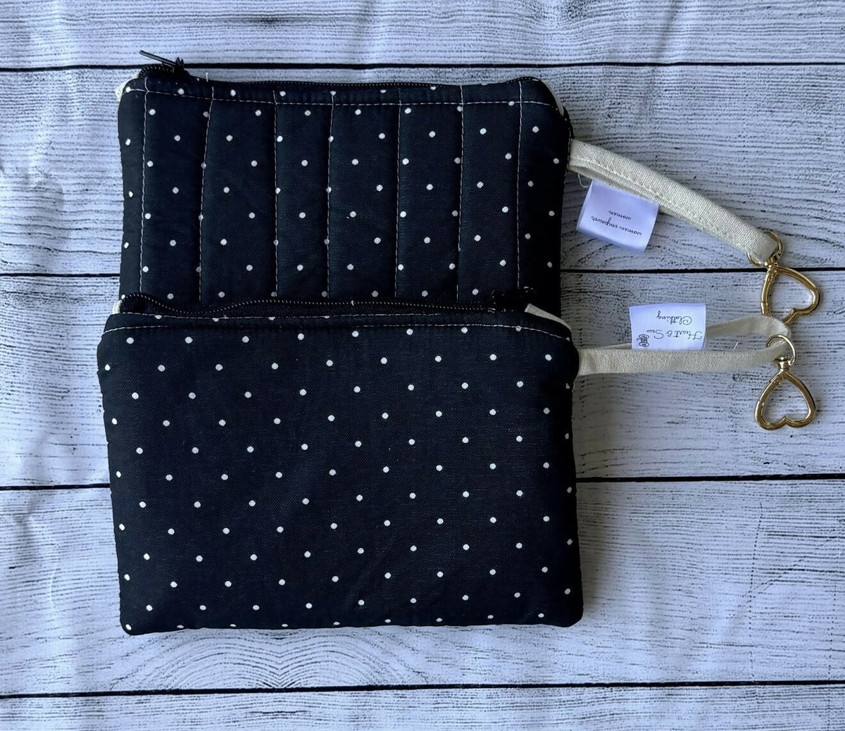 Black Polka Dot wristlet
