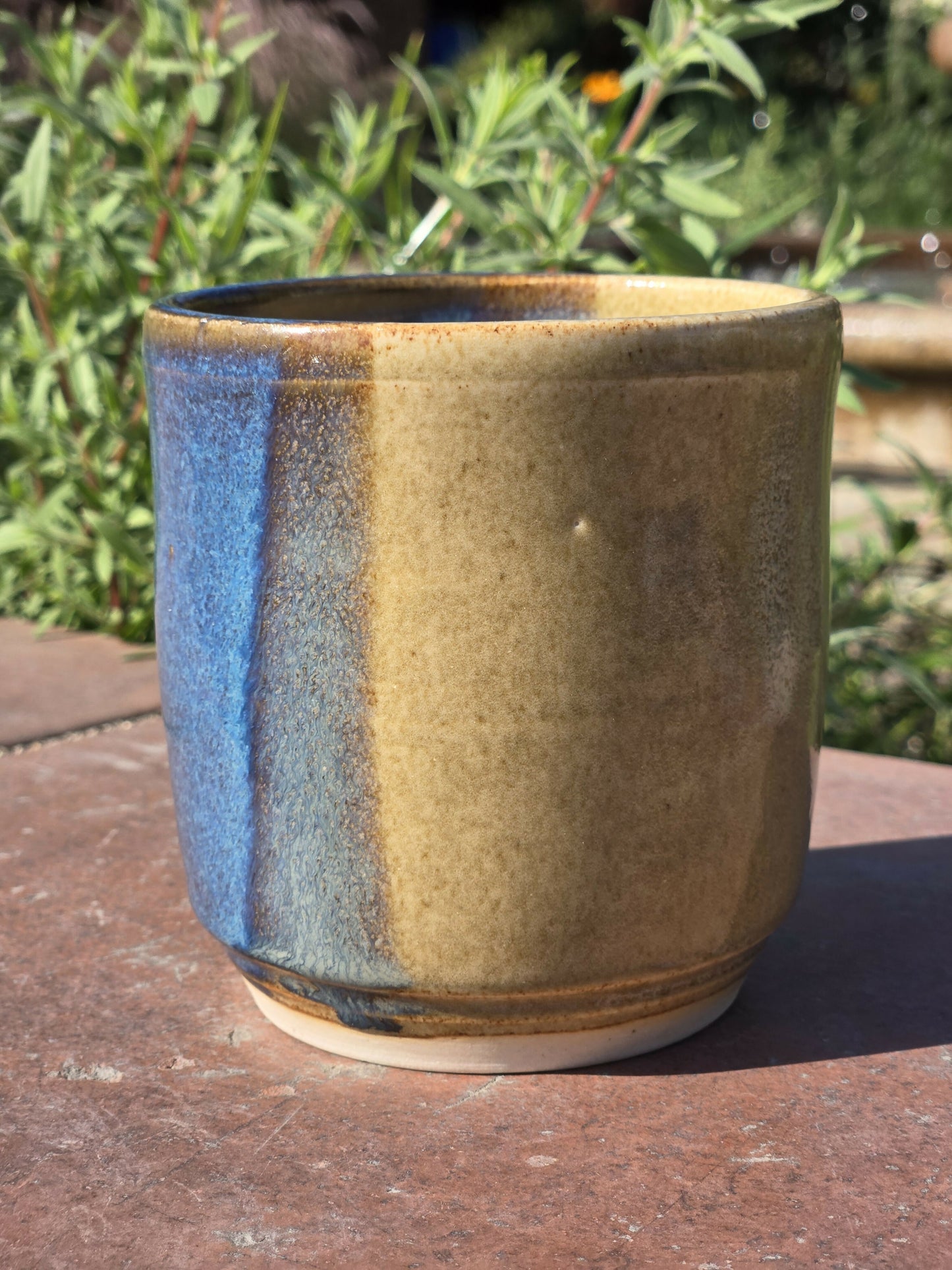Blue and Tan Small Planter